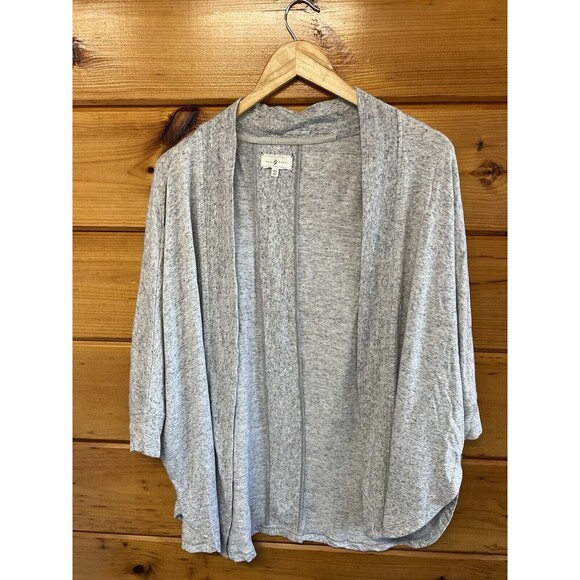 Lou & Grey Dolman Open Front Cardigan Top Size XS Gray Rayon Blend Side Split - Picture 1 of 5
